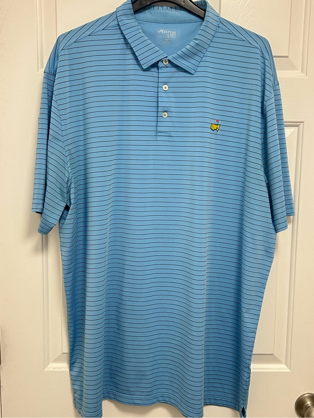 Masters Tech Light Blue Striped Polo Shirt 3XL Master’s Embroidered Accent